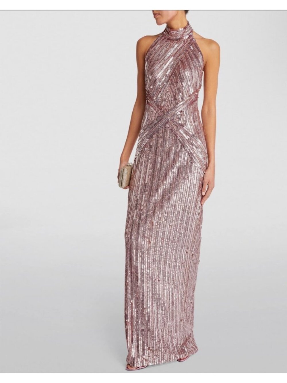 PAMELLA ROLAND Sequinned Embellished Halterneck Gown